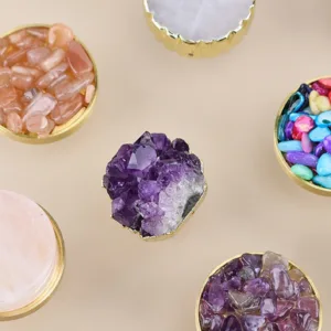 AS-0233 | มือจับคริสตัลธรรมชาติ ฐานทองเหลือง