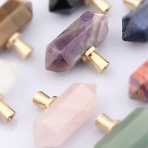 AS-0234 | มือจับคริสตัลหินธรรมชาติ ฐานทองเหลือง ดีไซน์พรีเมียม