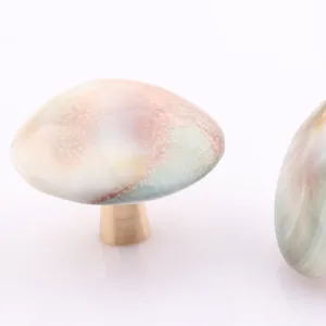 AS-0235 | ปุ่มจับเปลือกหอยธรรมชาติ ฐานทองเหลือง