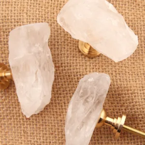 AS-0237 | มือจับคริสตัลธรรมชาติแท้ ฐานทองเหลือง