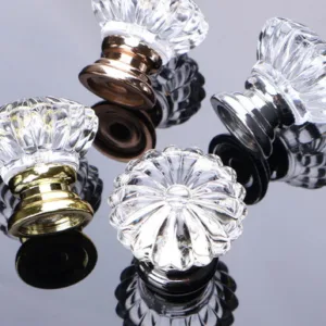 มือจับคริสตัลใส ทรงคลาสสิก ฐานโลหะพรีเมียม | AS-0094 / AS-0097