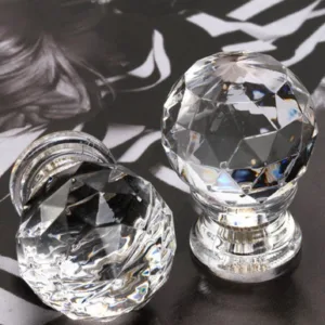 AS-0179 | ปุ่มจับเฟอร์นิเจอร์คริสตัลใสฐานทอง