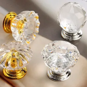 คอลเลคชันปุ่มจับคริสตัลฐานสีทอง/เงิน | AS-0195/AS-0200