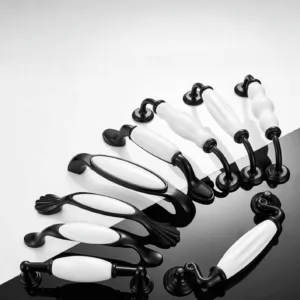 C-1003 Series มือจับเซรามิกสีขาว ขาโลหะสีดำ หลายแบบหลายขนาด