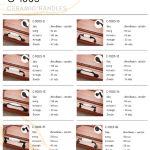 C-1003 รุ่นย่อย C-1003-9 ถึง C-1003-16 มือจับตู้เซรามิกสไตล์คลาสสิก