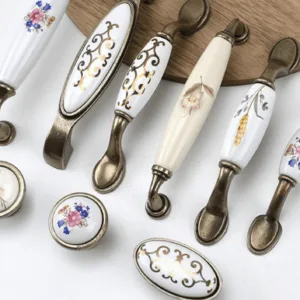 C-1005 Series มือจับตู้เซรามิกลายดอกไม้โทน Blue Floral สไตล์คลาสสิก