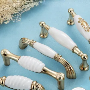 C-1032 Series | มือจับเฟอร์นิเจอร์หรู สีทอง เซรามิกขาว