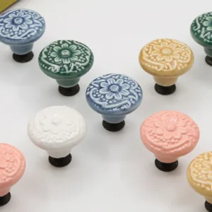 C-1035 | มือจับลูกบิดเซรามิกลายดอกไม้