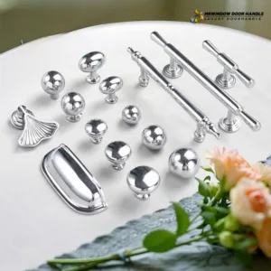 SL-145 – SL-147 | ปุ่มจับเฟอร์นิเจอร์ “Silver Sphere Trio” เงินเงา รูเดี่ยว มีให้เลือก 9 แบบ