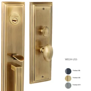 W02A มือจับประตูทางเข้าทองเหลืองแท้ ดีไซน์คลาสสิกหรู